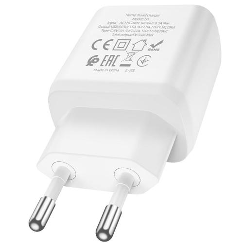 Hoco N5 Dual Lyn-oplader Vægadapter