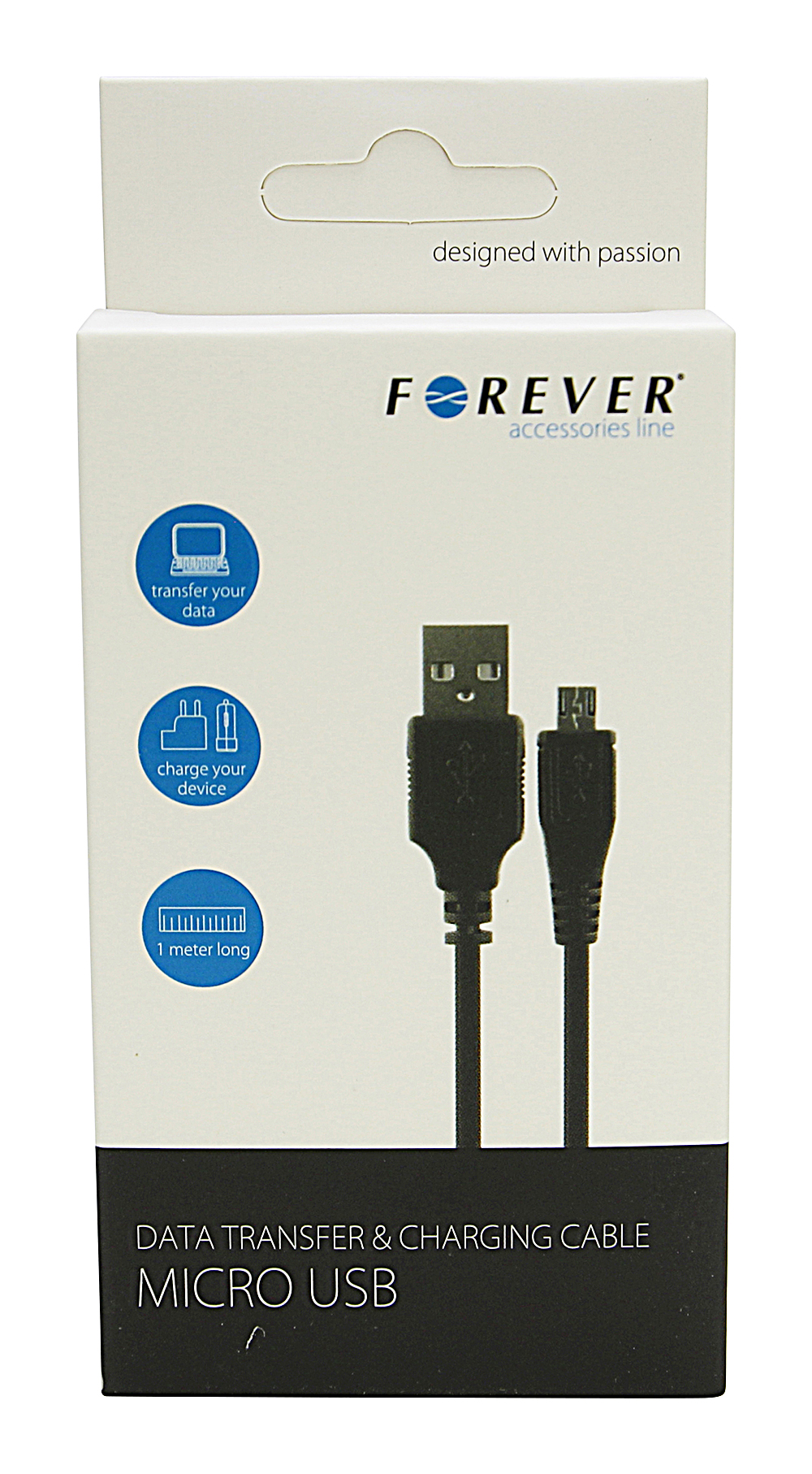 Micro USB kabel til opladning, 95 cm