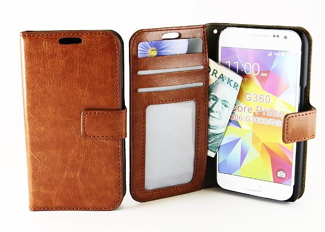 Crazy Horse Wallet Samsung Galaxy Core Prime, Brun